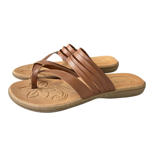 BO.C. Alisha Sandal Brown Vegan Leather Women's Size 6 Slip On Comfort Thong - Picture 1 of 10
